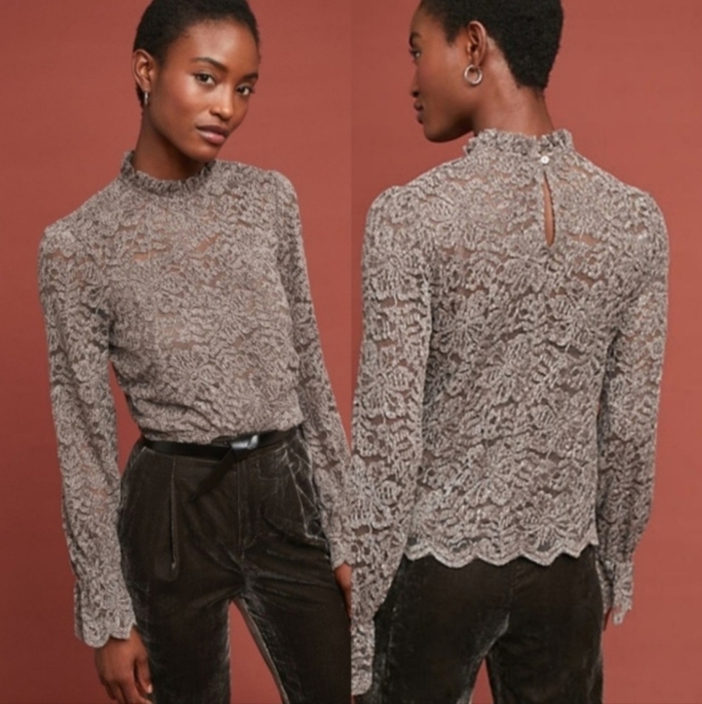 Anthropologie Eri + Ali Delano Lace Long Sleeve Shirt